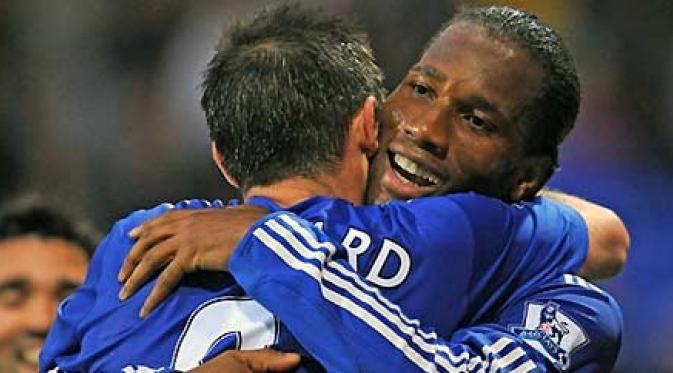 Dengan pemain seperti Didier Drogba dan Frank Lampard, Chelsea berjaya 33 kali di 40 laga pada Oktober 2004 hingga Oktober 2005. (AFP/Andrew Yates)