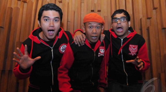 Trio Ubur-ubur menjadi salah satu artis yang akan menghiasi sinetron Ramadan di SCTV, Jakarta, Rabu (18/6/2014) (Liputan6.com/Andrian M Tunay)