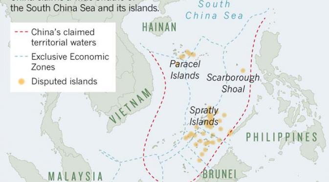 Area sengketa di Laut China Selatan (Cfr.org)