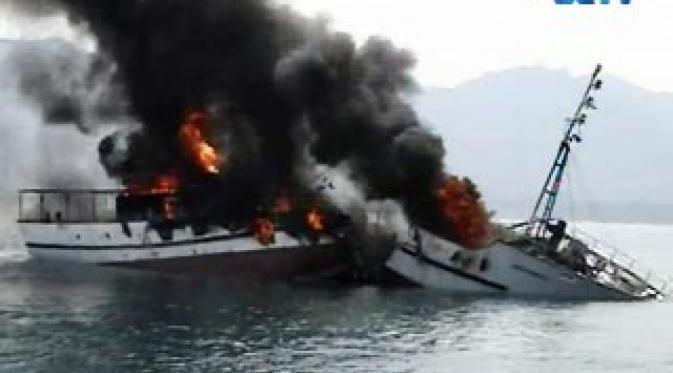 Ilustrasi kapal terbakar. (Liputan 6 TV)