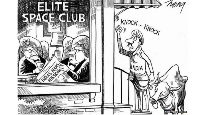 Kartun New York Times soal misi India ke Mars (New York Times)