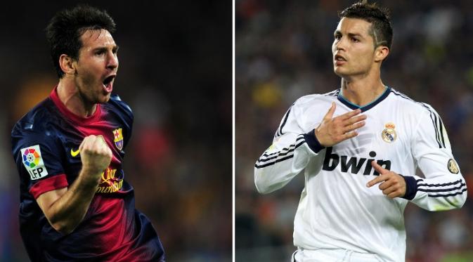 Lionel Messi dan Cristiano Ronaldo (LLUIS GENE / FILES / AFP)