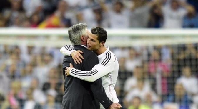 Cristiano Ronaldo dan Carlo Ancelotti (Javier Soriano/AFP)