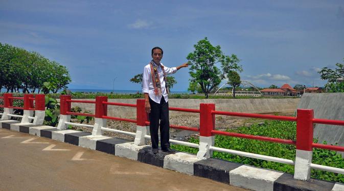 Presiden Joko Widodo saat berada di perbatasan Indonesia - Timor Leste, NTT, Sabtu (20/12/2014). (Rumgapres/Agus Suparto)