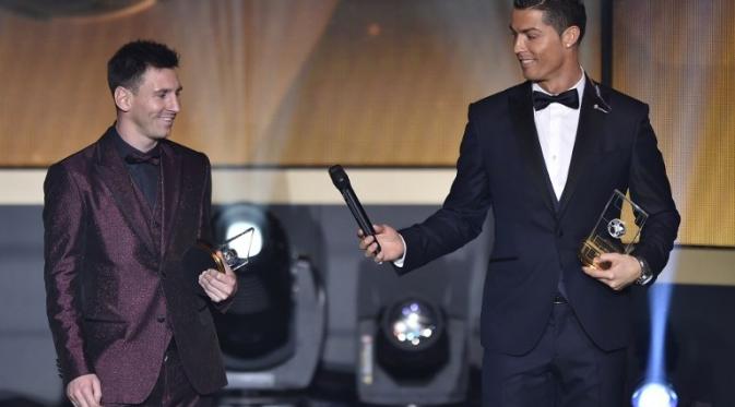 Messi saat berada di Gala Ballon d'Or dengan Ronaldo (AFP)