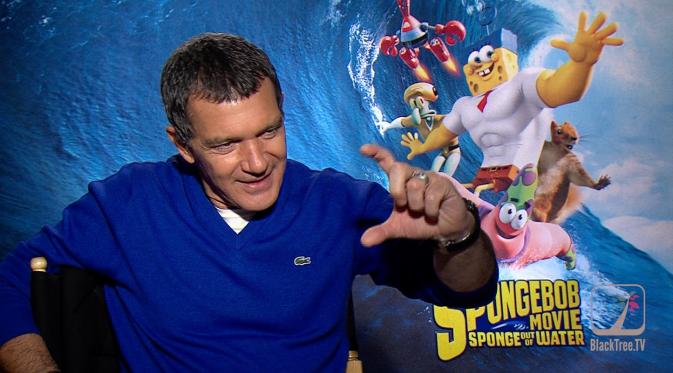 Antonio Banderas harus berakting sendirian di The Spongebob Movie: Sponge Out of Water.