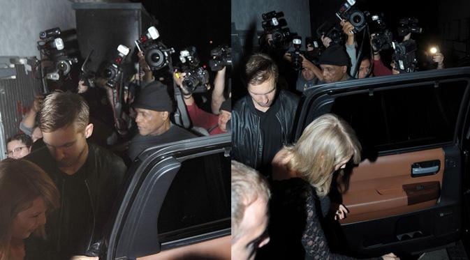 Taylor Swift dan Calvin Harris saat meninggalkan klub malam di daerah Hollywood Barat. (foto: Mirror.co.uk)
