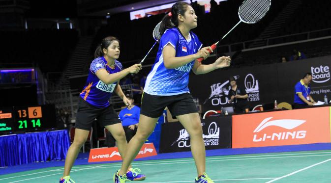 Ganda putri Indonesia Suci Rizki Andini/Maretha Dea Giovani lolos ke babak utama OUE Singapore Open 2015 (Humas PP PBSI)