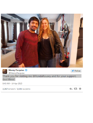 Pacquiao foto bersama Ronda Rousey (Twitter)