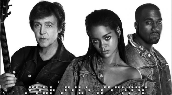 Paul McCartney, Rihanna dan Kanye West dalam video klip FourFiveSecond