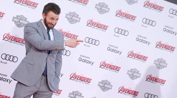 Chris Evan (Captain America) ikut memeriahkan premier 'Avengers: Age of Ultron'. Foto: MTV