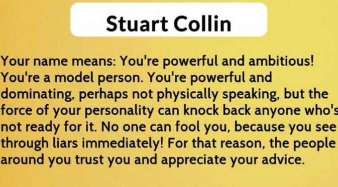 Stuart Collin (Via: en.nametests.com)