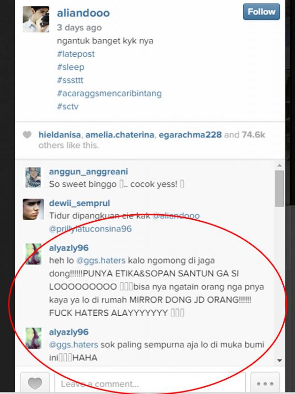 Beginilah reaksi para haters dan fans melihat postingan Aliando Syarief (Instagram