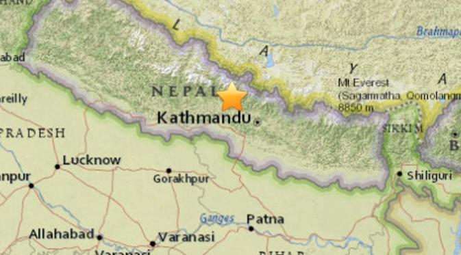 2. Pusat gempa sekitar 77 kilometer arah barat laut ibu kota Nepal, Kathmandu, dengan kedalaman 15 kilometer  (Via: abc7.com)