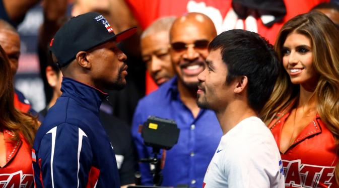 Acara timbang badan Floyd Mayweather vs Manny Pacquiao (REUTERS/Steve Marcus)