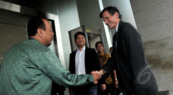 Kunjungan  Dubes Amerika Serikat untuk Indonesia ke SCTV Tower, Jakarta, Rabu (6/5/2015). (Liputan6.com/Herman Zakharia)
