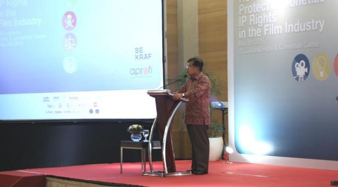 Wapres Jusuf Kalla di seminar How to Protect & Monetixze IP Rights in the Film Industry, Rabu (6/5/2015) di Jakarta (dok. panitia IP Rights Forum)