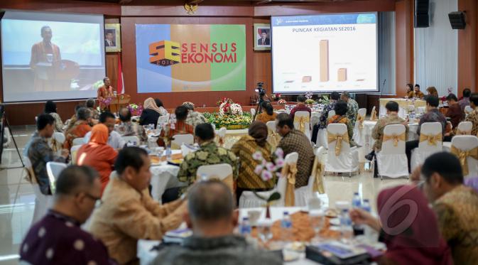 Suasana saat peluncuran logo sensus ekonomi 2016 di Kantor BPS Jakarta, Jumat (8/5/2015). Badan Pusat Statistik (BPS ) meluncurkan logo baru sensus Ekonomi 2016 (SE2016). (Liputan6.com/Faizal Fanani)