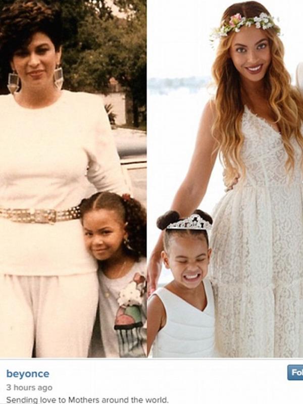 Wajah Blue Ivy Carter ternyata sangat mirip dengan wajah Beyonce Knowles 30 tahun lalu (via dailymail.co.uk)