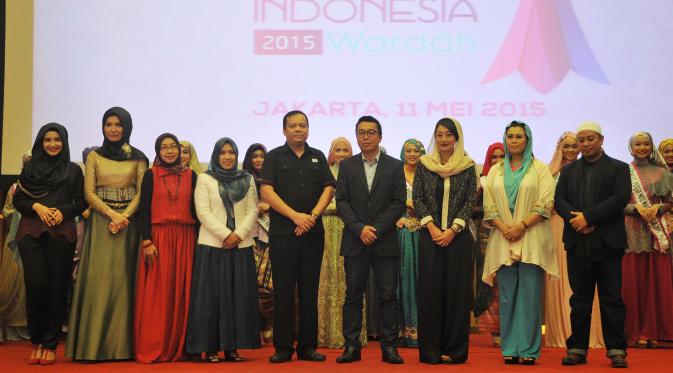 Jumpa Pers Malam Puncak Pemilihan Puteri Muslimah Indonesia 2015 di SCTV Tower, Senayan, Jakarta Pusat, Senin (11/5/2015). (Liputan6.com/Herman Zakaria)