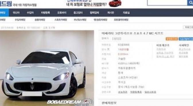 Mobil mewah milik Tao yang dijual melalui situs Bobaedream.com. (via Bobaedream.com)
