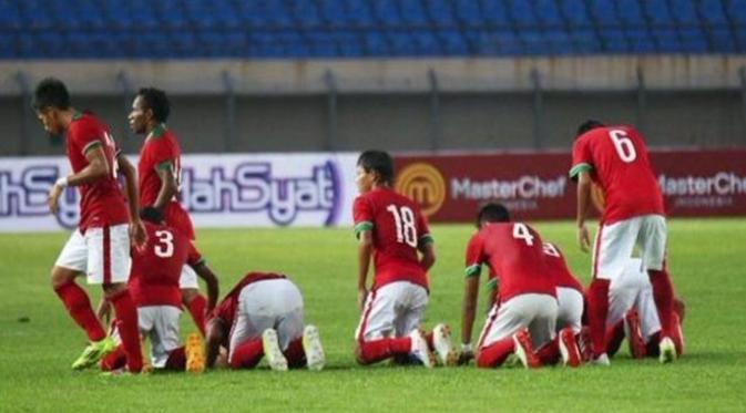 Ilustrasi Selebrasi sujud syukur timnasional U23 Indonesia Vs Malaysia