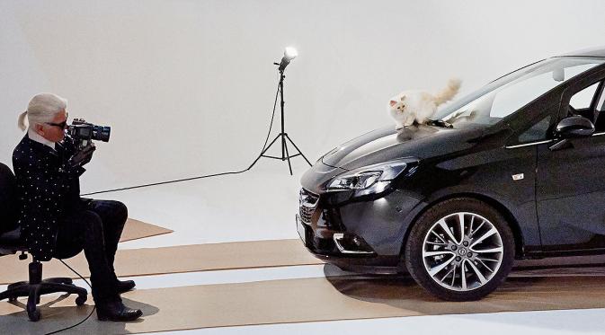 Kucing Choupette saat menjadi bintang iklan mobil Opel (Foto: Auto-bild).