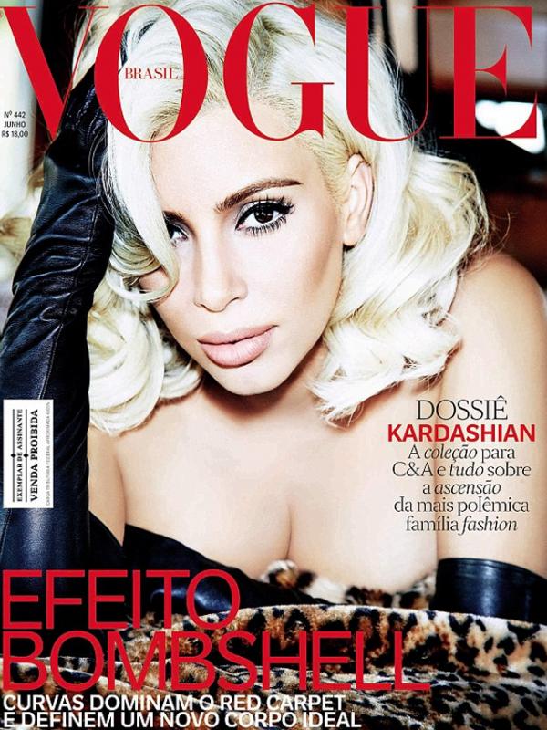 Foto Kim Kardashian untuk majalah Vogue Brasil. (via dailymail.co.uk)