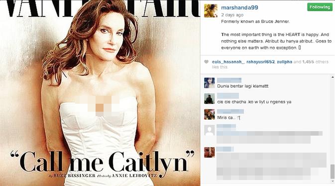 Foto yang diunggah Marshanda untuk memberikan dukungan kepada Bruce Jenner. (via Instagram.com)