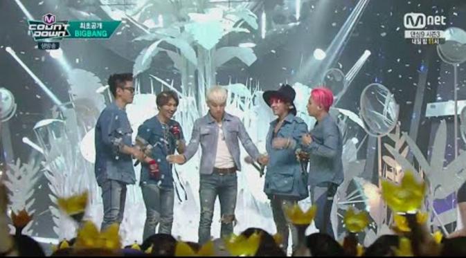 Big Bang yang memesona saat tampil dalam M!Countdown membawakan lagu terbarunya We Love 2 Party.