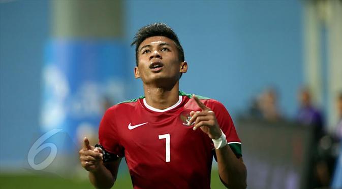 Ahmad Nufiandani cetak satu gol di laga Indonesia U-23 vs Kamboja U-23 (Liputan6.com / Helmi Fithriansyah)