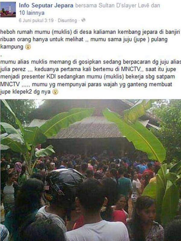 Suasana di depan rumah Mumu di Jepara saat Julia Perez berkunjung (via Info Seputar Jepara)