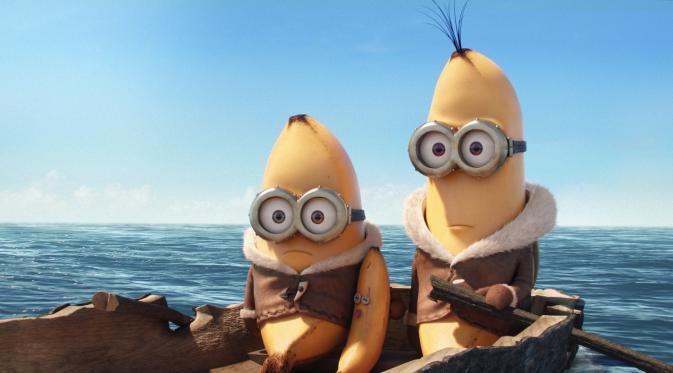 Stuart Minions saat membayangkan Kevin dan Bob adalah pisang. Foto: Universal Pictures Indonesia