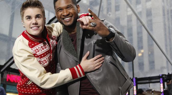 Justin Bieber dan Usher (via foxnews.com)