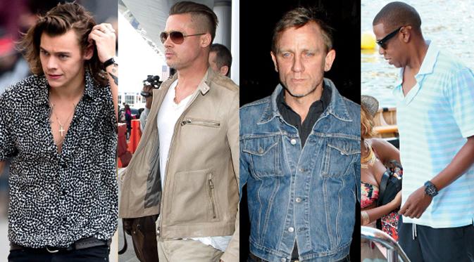 Jay Z, Brad Pitt, Harry Styles, dan Daniel Craig. (foto: gq.com)