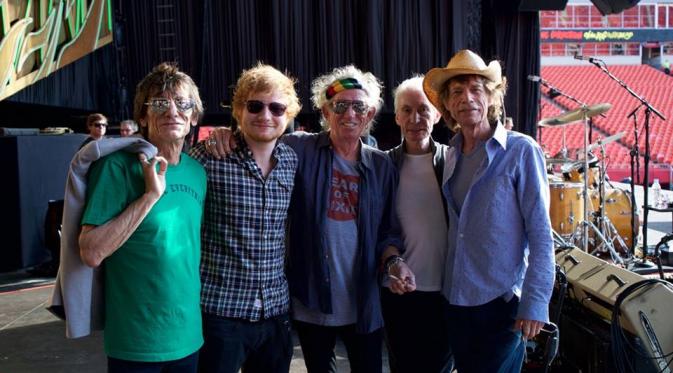 Ed Sheeran bareng The Rolling Stones (The Rolling Stones' Official Facebook Page)