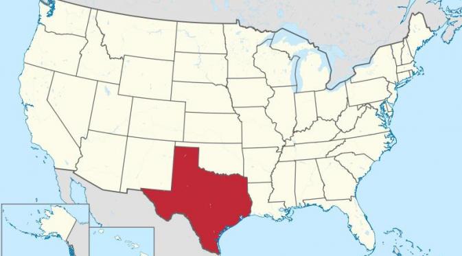 Peta Ilustrasi Negara Bagian Texas, Amerika Serikat | Via: uslandgrid.com