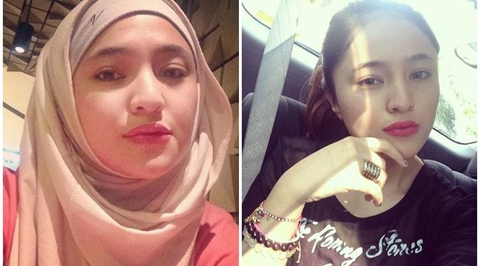 Marshanda sebelum dan sesudah lepas hijab (via Instagram Marshanda)