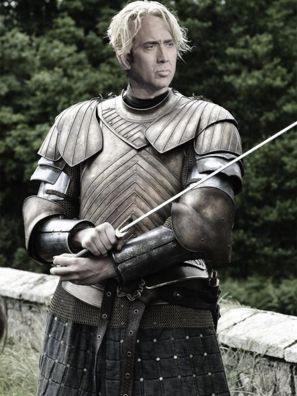 Saat wajah Brienne of Tarth (Gwendoline Christie) di 'Game of Thrones' digantikan oleh Nicolas Cage. Foto: via buzzfeed.com