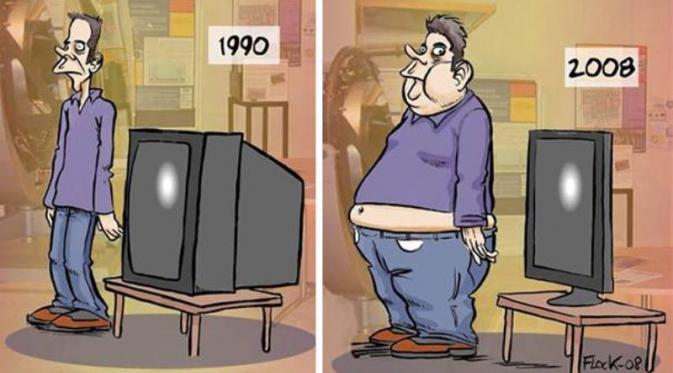 Perbedaan televisi dan manusia era 90-an | Via: facebook.com