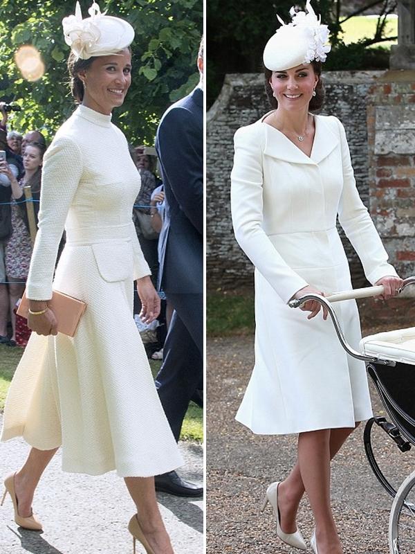 Kate Middleton dan Pippa Middleton di acara baptisan Putri Charlotte (via dailymail.co.uk)