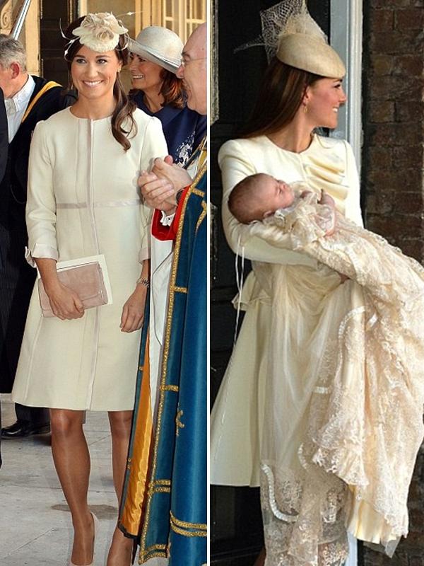 Kate Middleton dan Pippa Middleton di acara baptisan Pangeran George (via dailymail.co.uk)