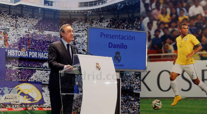 HARAPAN - Presiden Real Madrid, Florentino Perez, memiliki harapan besar terhadap Danilo (Madrid Official Website)