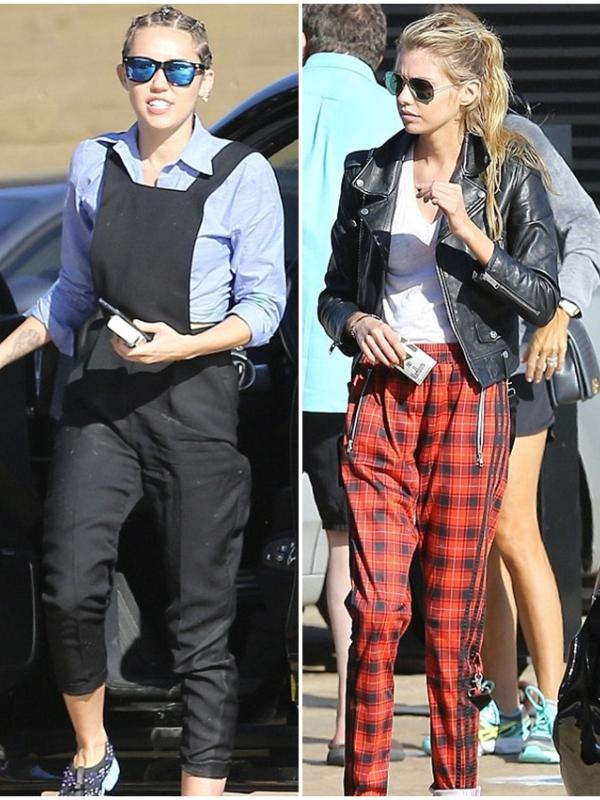Miley Cyrus dan Stella Maxwell (via dailymail.co.uk)