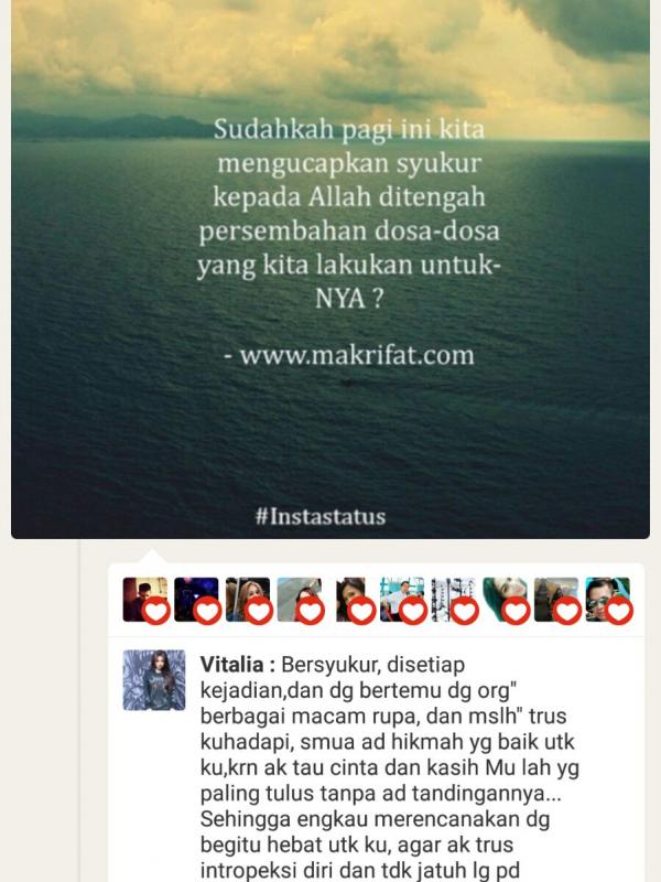 Doa-doa Vitalia Shesya di media sosial (via Path.com)