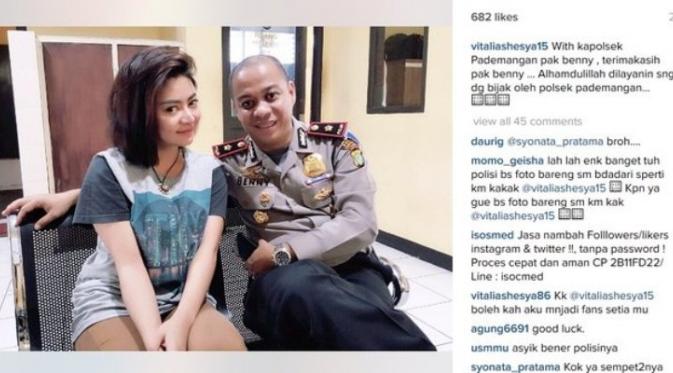 IG Vitalia Shesya bersama kapolsek Pademangan | Via: islamtoleran.com