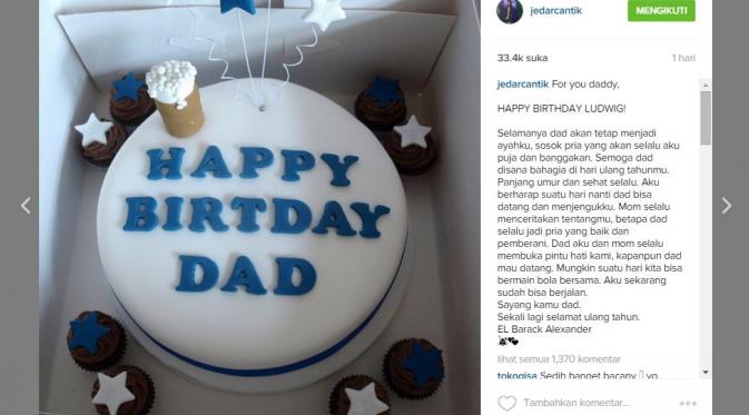 Jessica Iskandar mengucapkan selamat ulang tahun untuk Ludwig Franz Willibald. (via Instagram Jessica Iskandar)