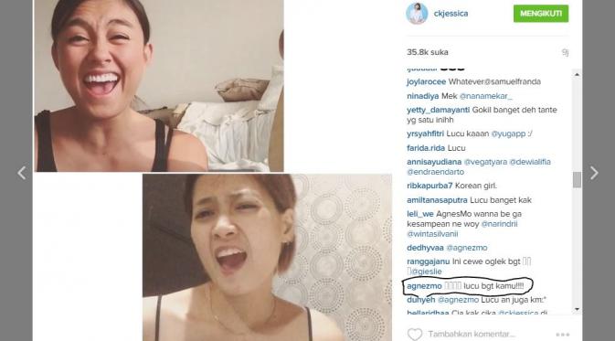 Chika Jessica memparodikan Agnes Monica (via Instagram Chika Jessica)