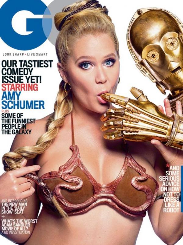 Sampul GQ dengan Amy Schumer dan C3PO dari Star Wars. (dok. GQ)