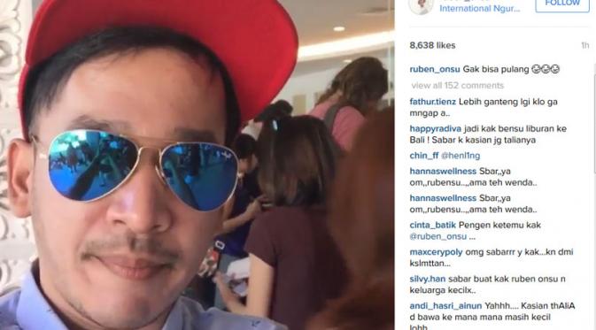 Ruben Onsu terjebak di bandara Ngurah Rai, Bali (Instagram)